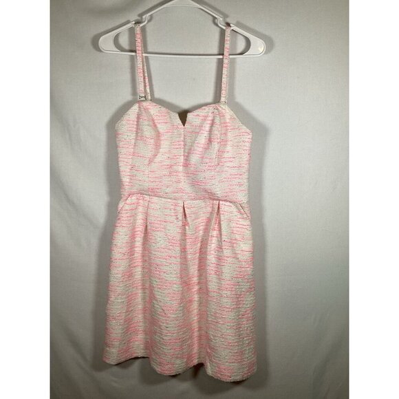 Anthropologie Moulinette Soeurs Tweed Pasteque Dress Size 6 White Pink Wedding - Picture 3 of 11